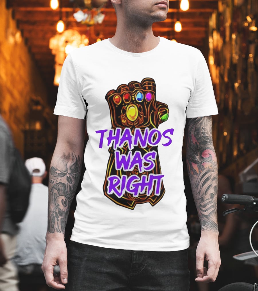 Thanos Was Right Marvel Infinity Gauntlet Bold Purple T-Shirt