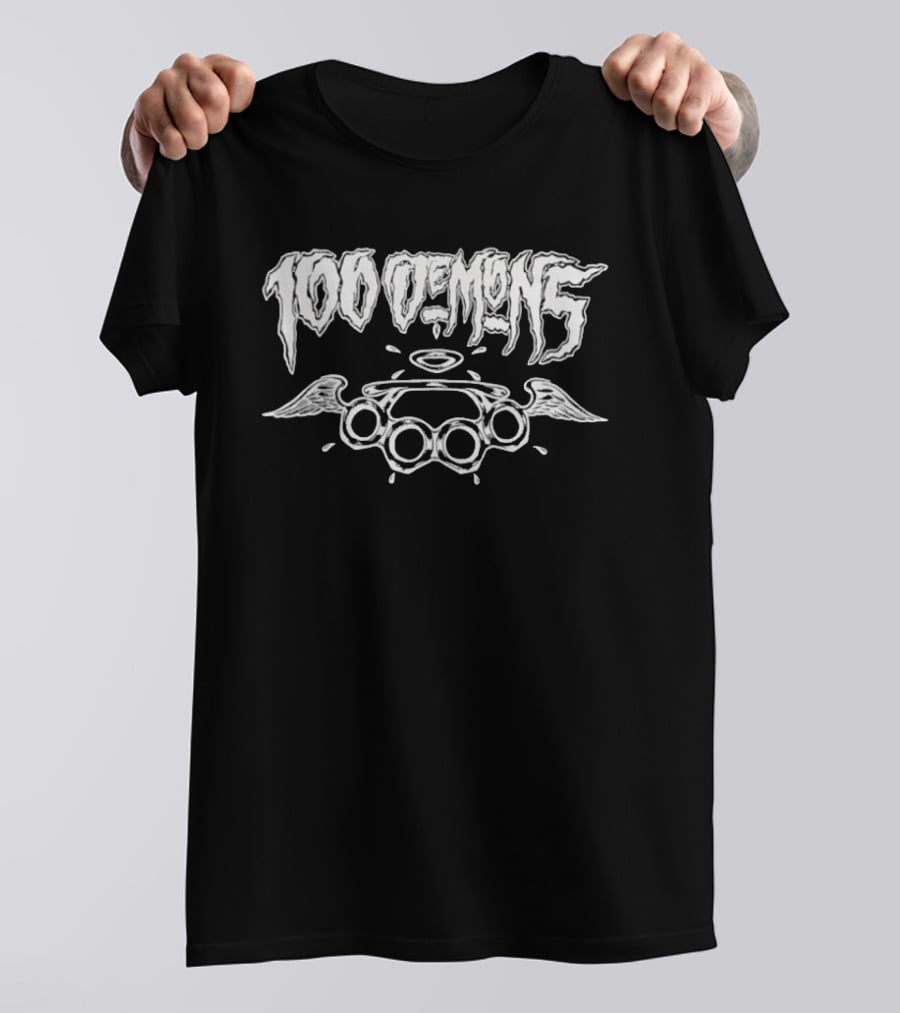 100 Demons Winged Brass Knuckles Halo T-Shirt