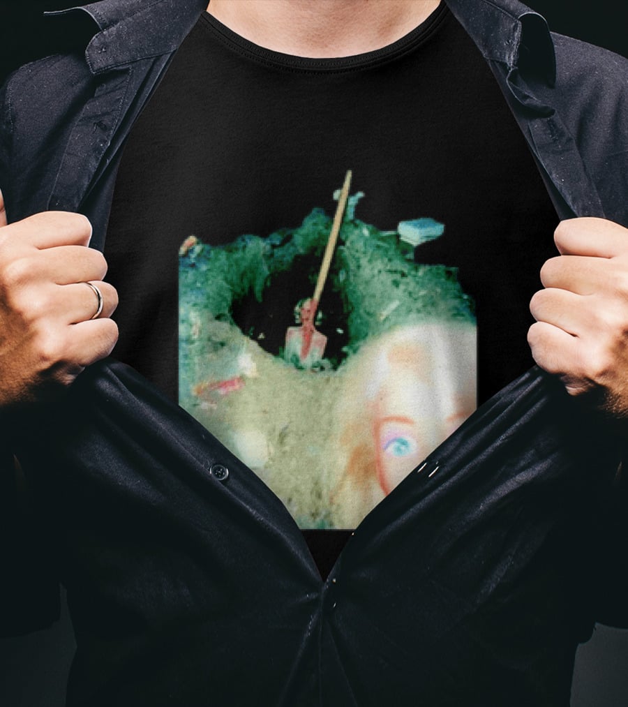 Barbie Doll Digging A Grave Shovel Surreal Scene T-Shirt