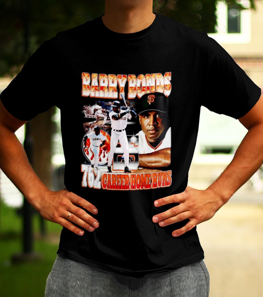 Barry Bonds Giants 25 San Francisco 762 Career Home Runs T-Shirt