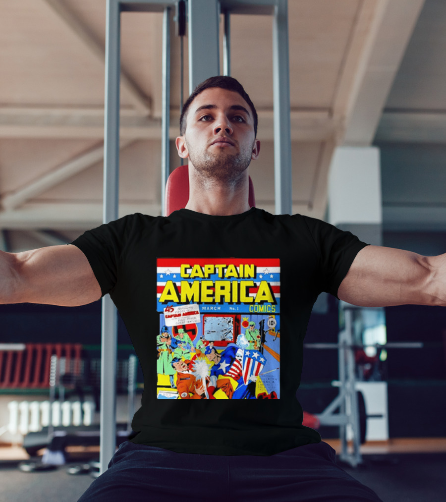 Captain America Comics March No 1 Smashing Thru Hitler Issue Cover 1941 T-Shirt