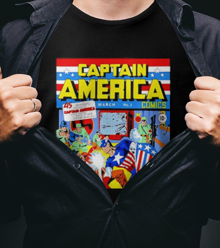 Captain America Comics March No 1 Smashing Thru Hitler Issue Cover 1941 T-Shirt