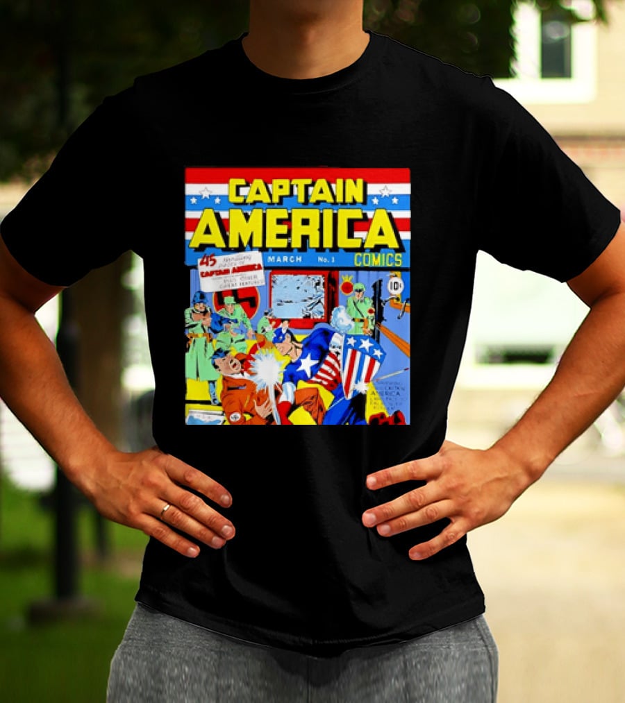 Captain America Comics March No 1 Smashing Thru Hitler Issue Cover 1941 T-Shirt