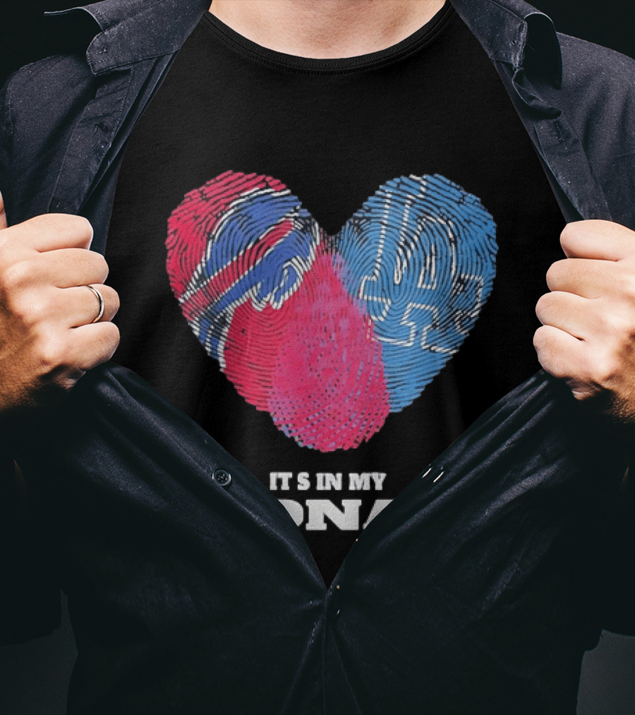 Buffalo Bills Los Angeles Dodgers It's In My DNA Fingerprint Heart T-Shirt
