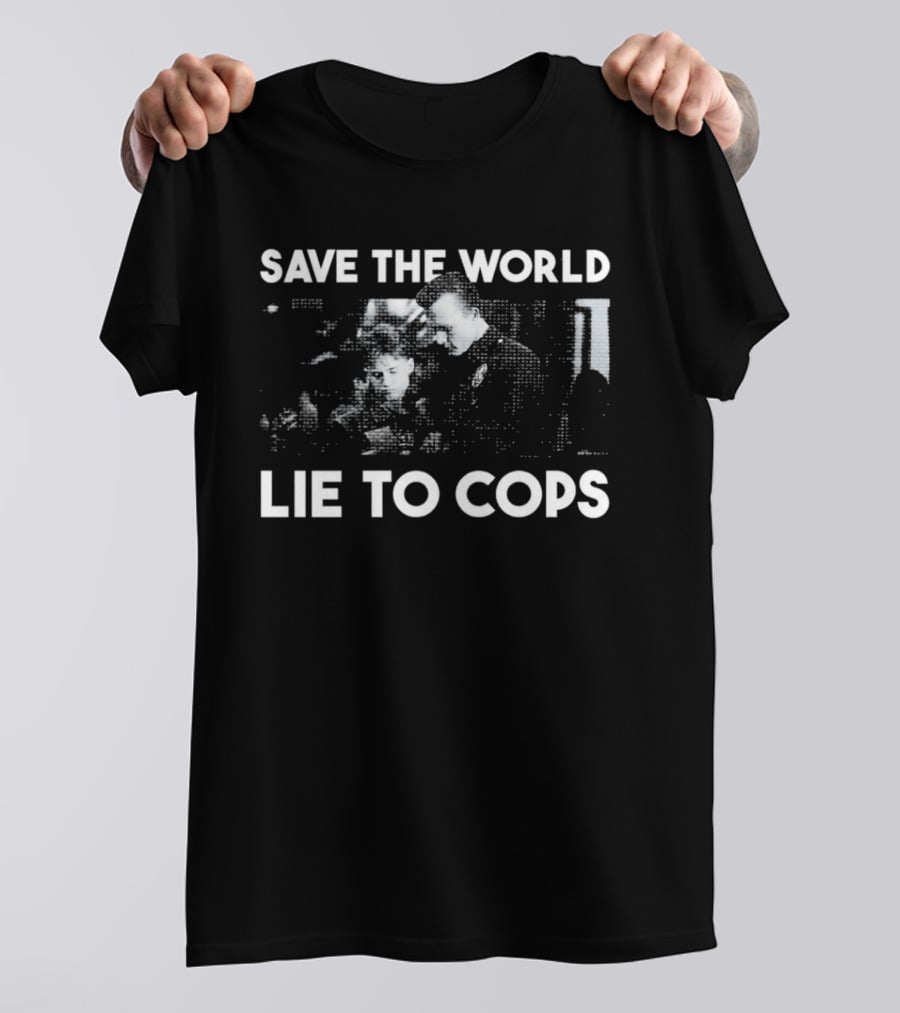 Edward Furlong Robert Patrick Save The World Lie To Cops Halftone T-Shirt