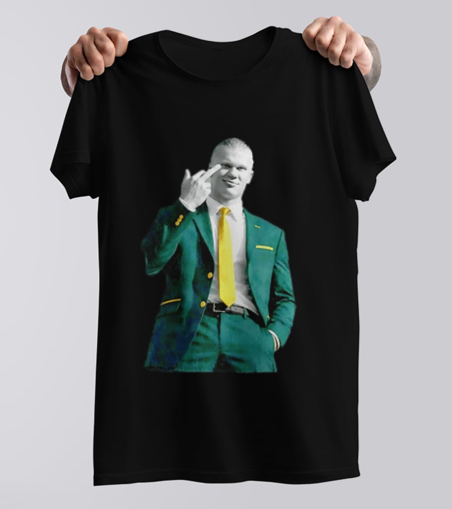 Erling Haaland Green Suit Yellow Tie Manchester City T-Shirt