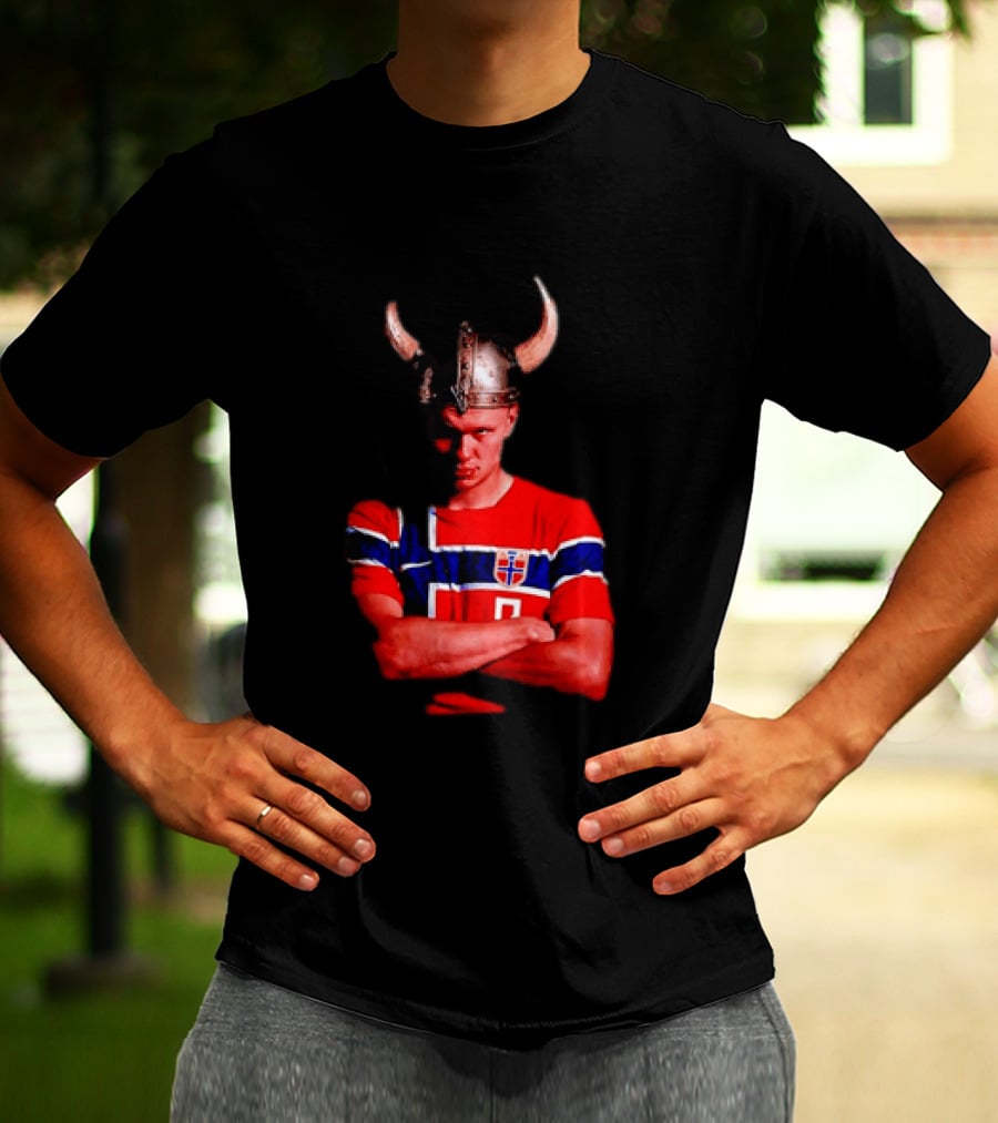 Erling Haaland Norway National Football Team Viking Helmet T-Shirt
