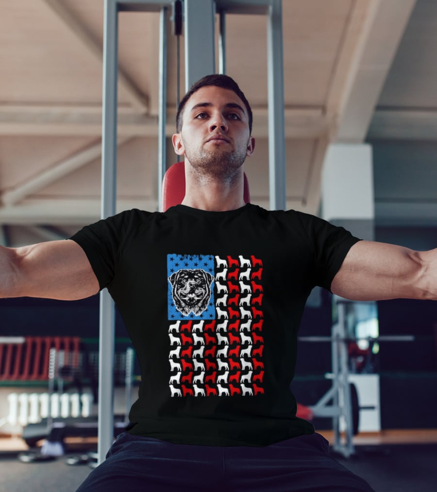 USA Flag Rottweiler Dog Stars Stripes Patriotic T-Shirt