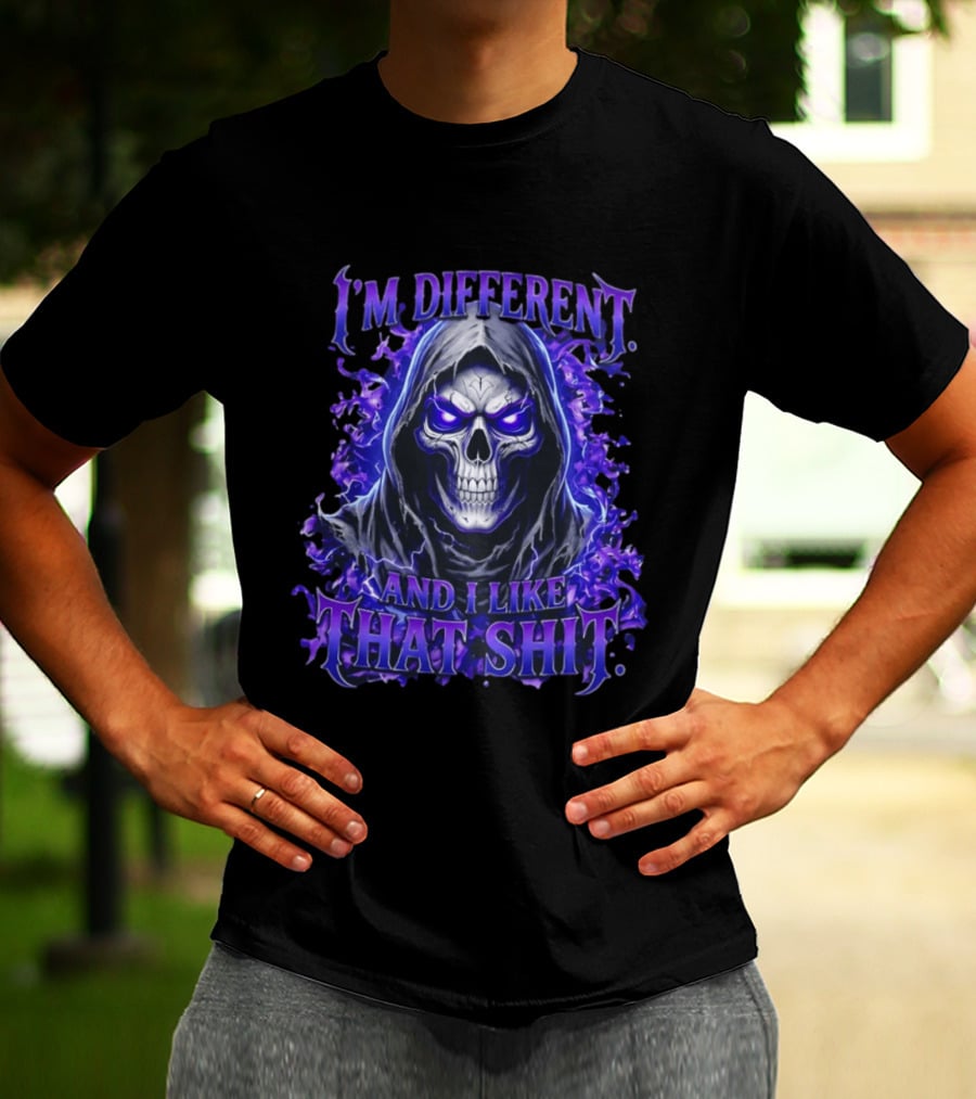 I'm Different Skeleton Hooded Reaper Purple Glow T-Shirt