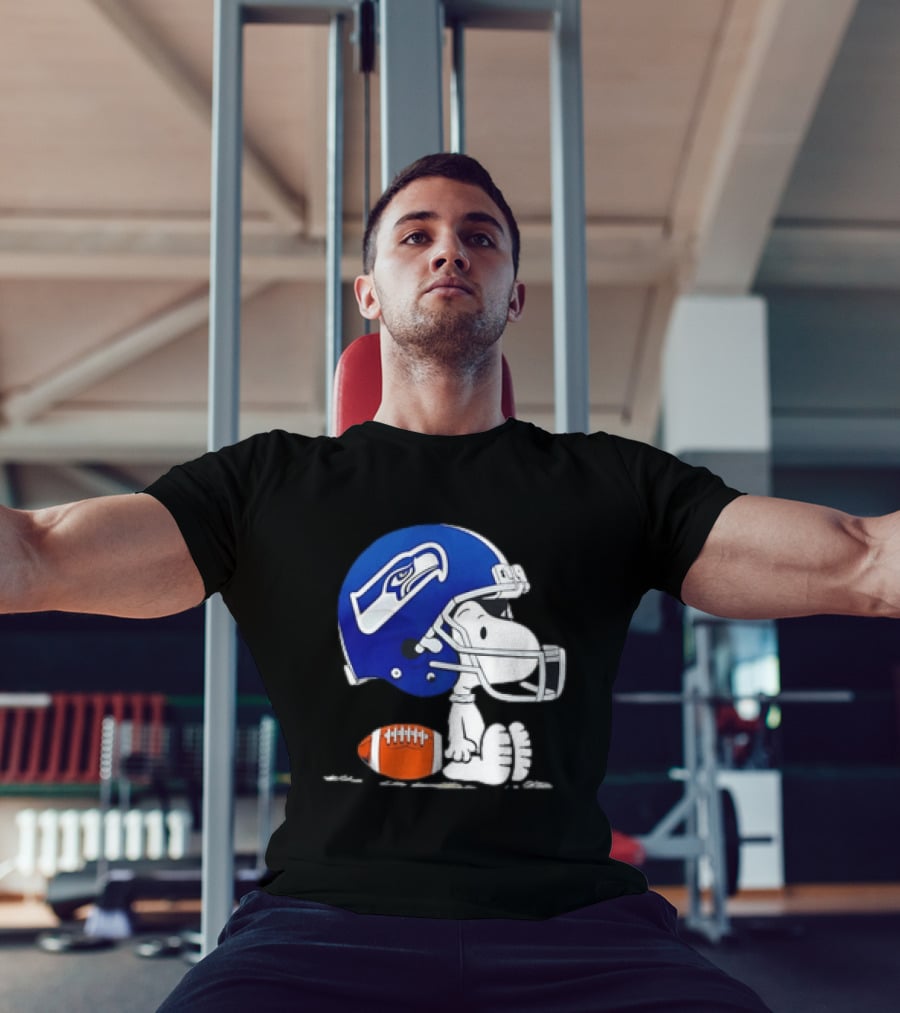 Snoopy Seattle Seahawks Football Helmet Collaboration T-Shirt