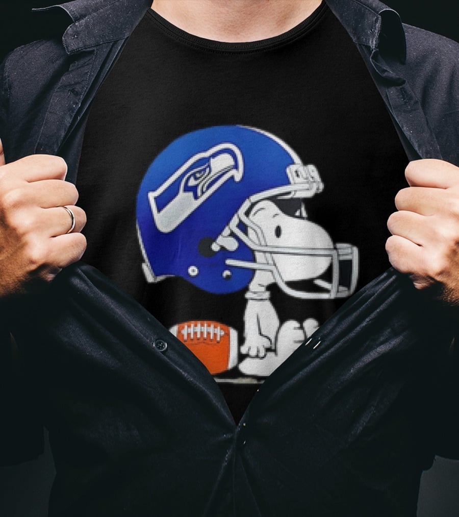 Snoopy Seattle Seahawks Football Helmet Collaboration T-Shirt