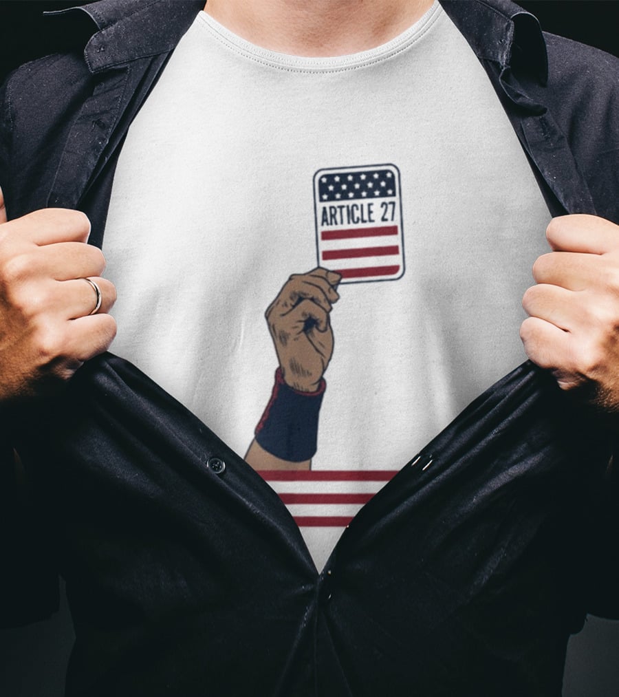 Article 27 USA Hand Constitution American Flag T-Shirt