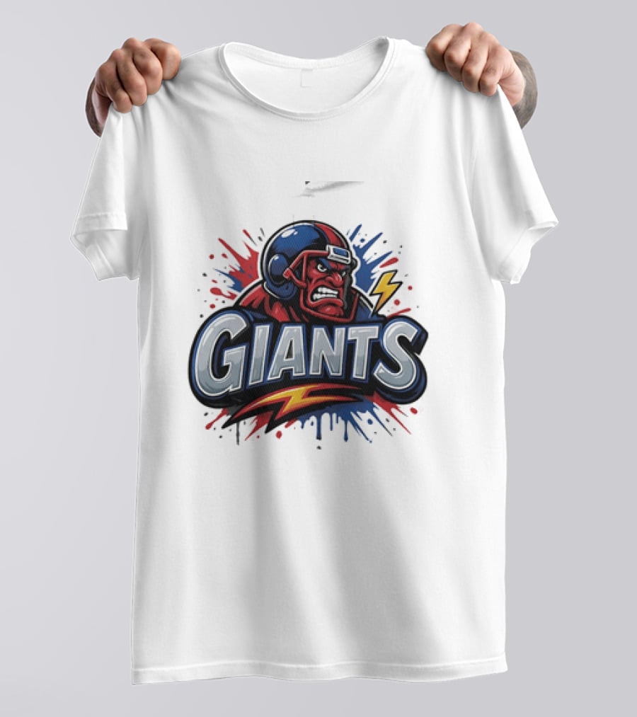 New York Giants Graffiti Style Football Helmet Lightning Bolt T-Shirt