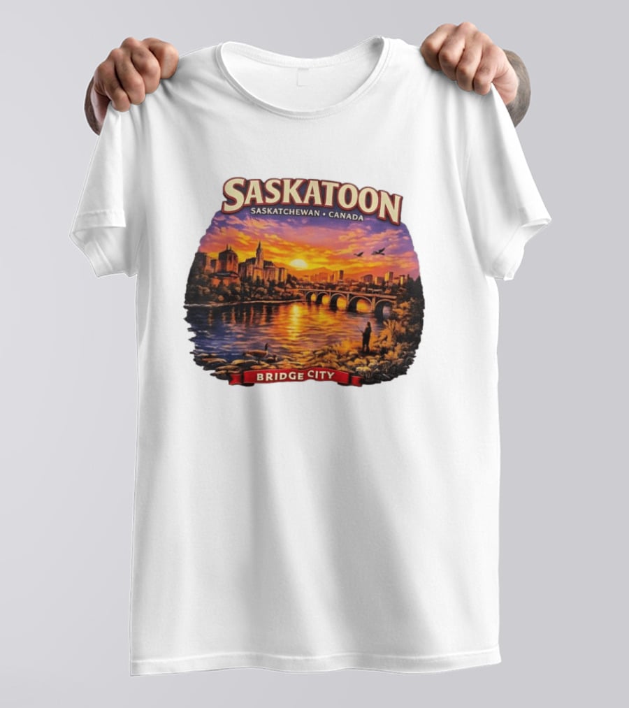 Saskatoon Saskatchewan Canada Sunset Bridge City T-Shirt