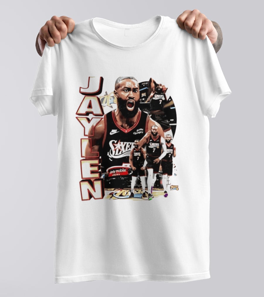 Jaylen Brown Nike 76ers Number 7 Bootleg Collage T-Shirt