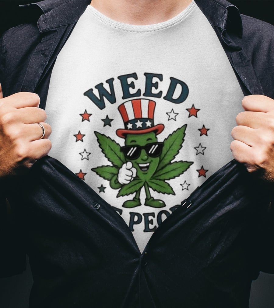 Weed The People Cannabis Uncle Sam Patriotic Leaf Stars T-Shirt