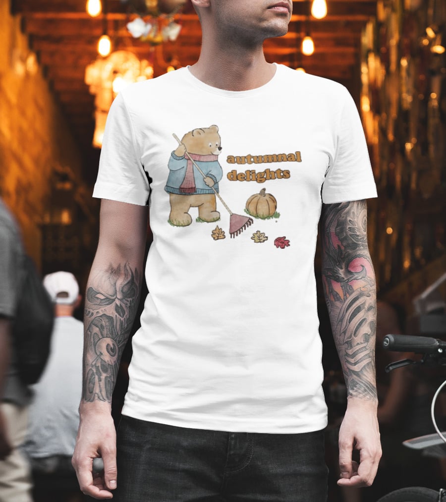Winnie The Pooh Sorry I'm Busy Yearning For Autumnal Delights Pumpkin And Leaves T-Shirt