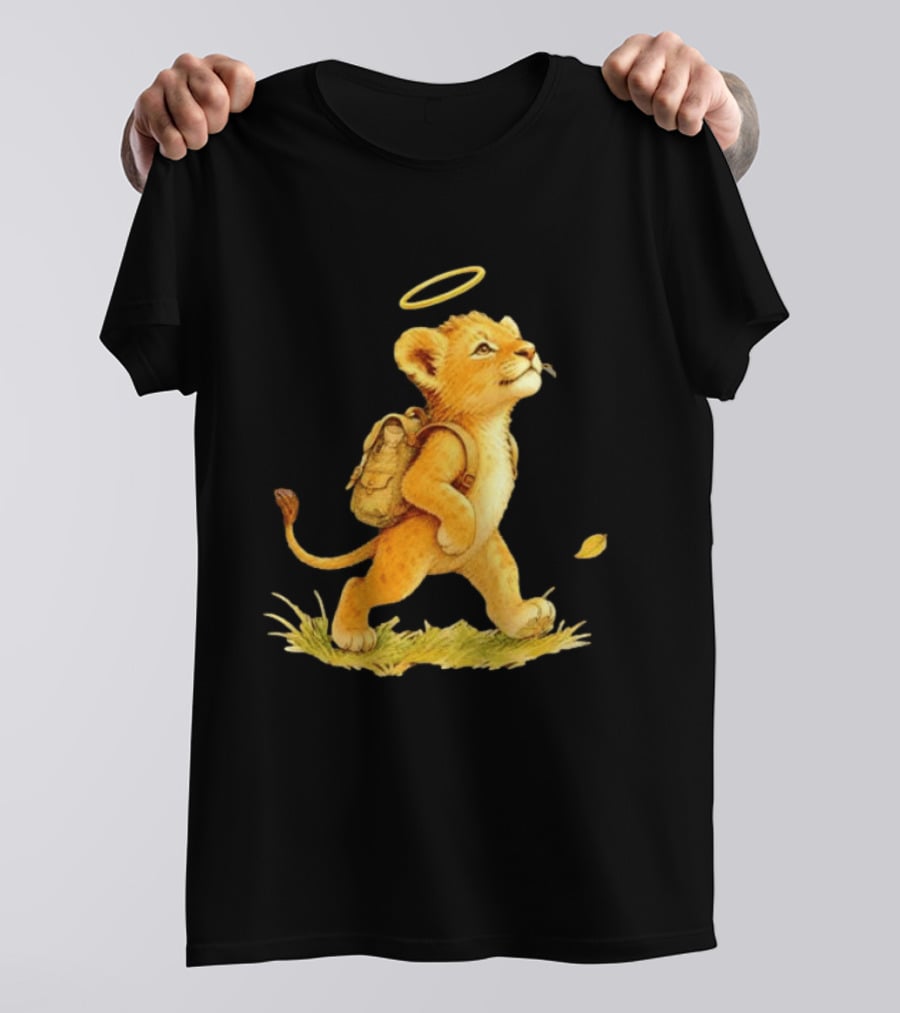 Baby Lion Cub With Halo And Backpack Heading To School T-Shirt