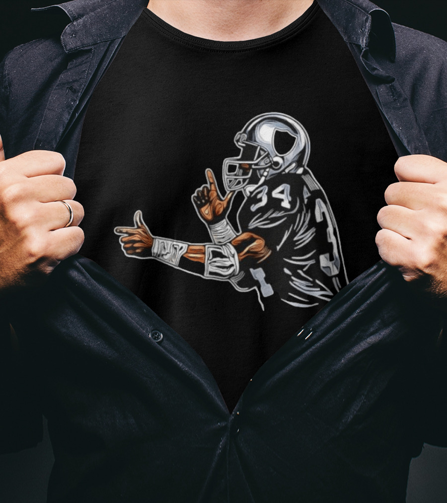 Bo Jackson 34 Las Vegas Raiders Finger Gun Celebration T-Shirt