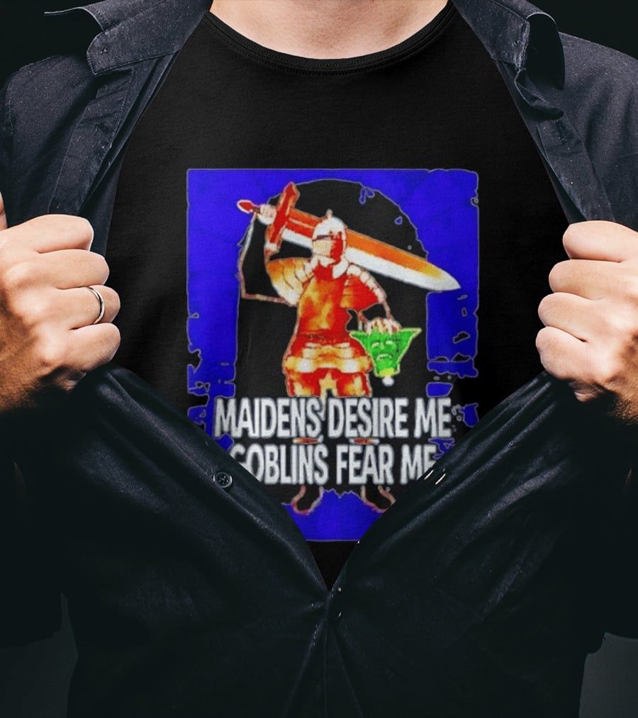 Maidens Desire Me Goblins Fear Me Knight With Yoda Head T-Shirt