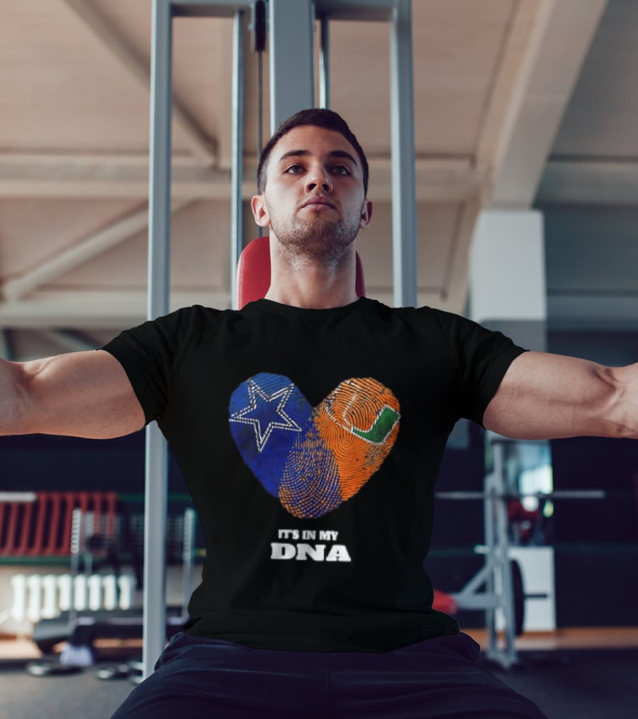 Dallas Cowboys Miami Hurricanes Heart Shape It's In My DNA T-Shirt