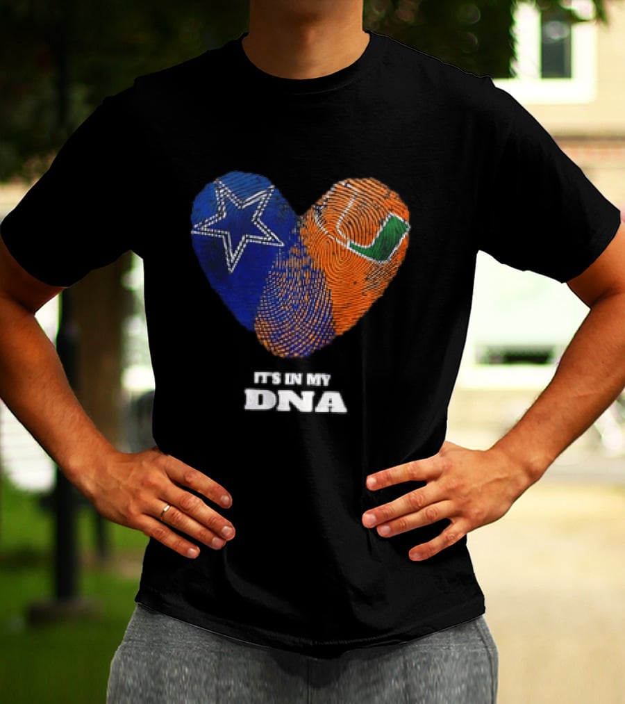 Dallas Cowboys Miami Hurricanes Heart Shape It's In My DNA T-Shirt