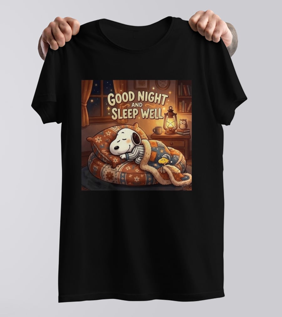 Snoopy And Woodstock Cozy Bedtime Good Night And Sleep Well T-Shirt