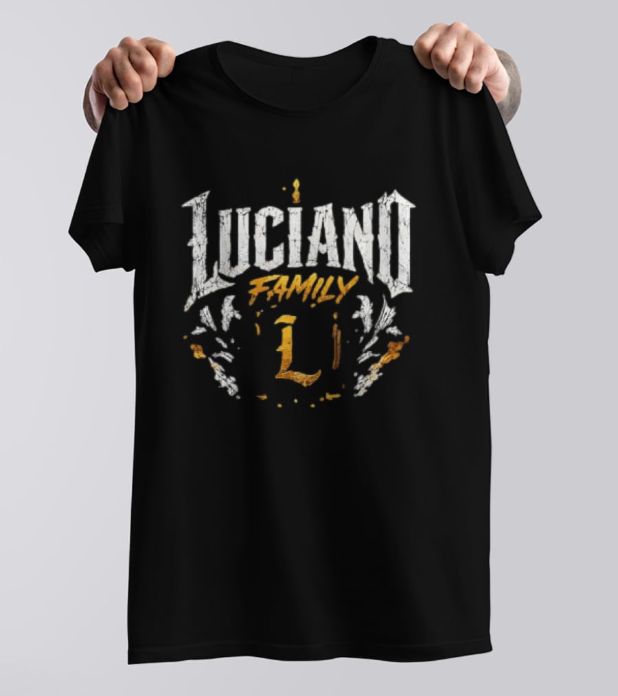 Luciano Family Gold Crown Shield L Monogram Regal T-Shirt