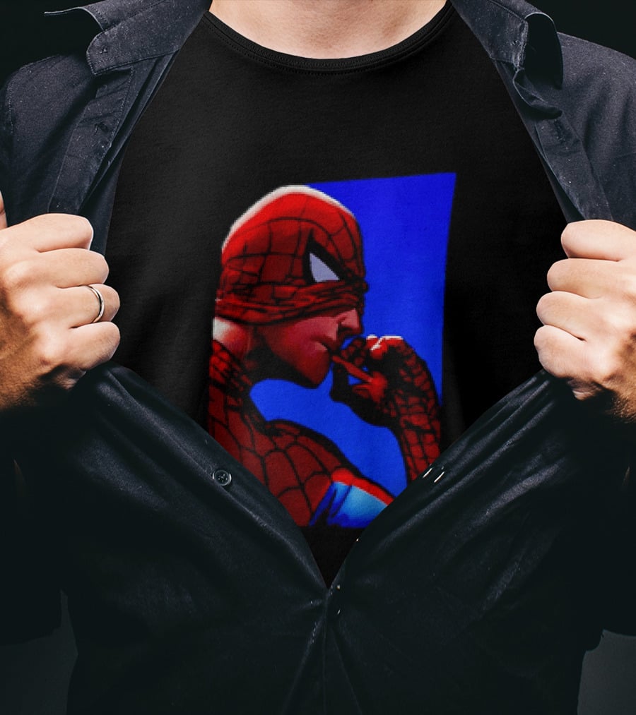 Spider Man Smoking Reaction Meme Awkward Superhero T-Shirt