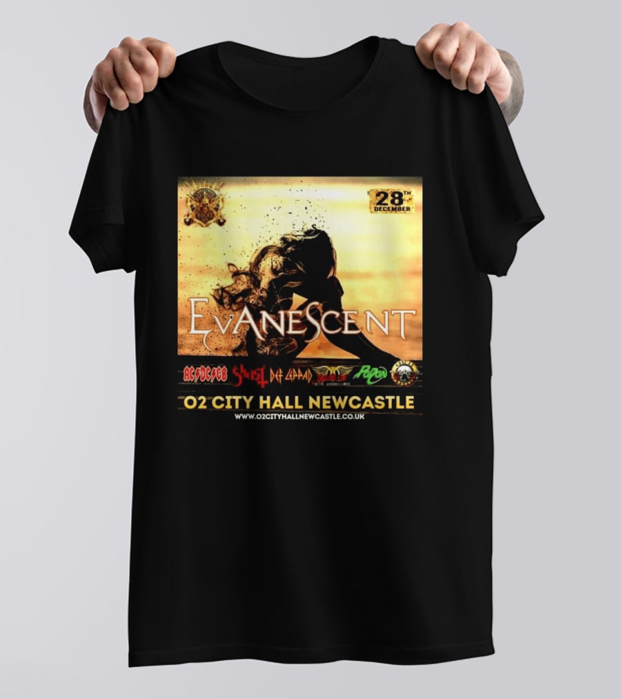 Evanescent Live At O2 City Hall Newcastle With AC/DC Ghost Def Leppard And Poison December 28th T-Shirt