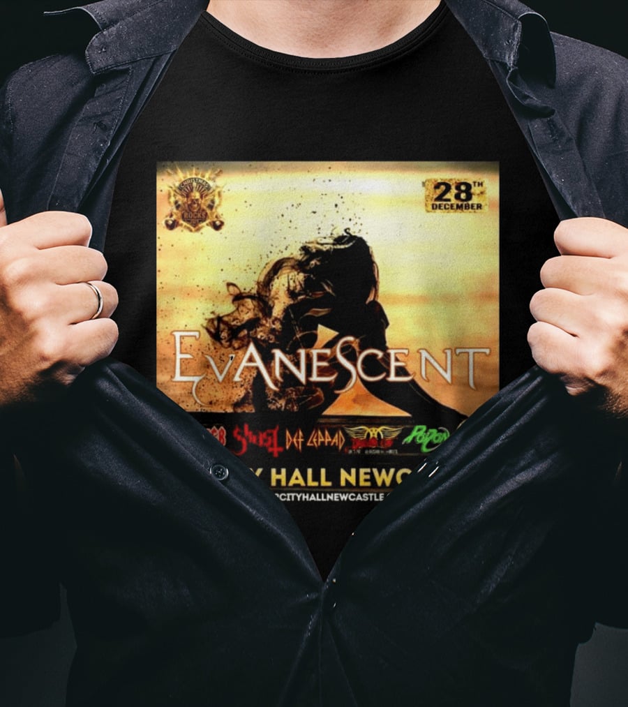 Evanescent Live At O2 City Hall Newcastle With AC/DC Ghost Def Leppard And Poison December 28th T-Shirt