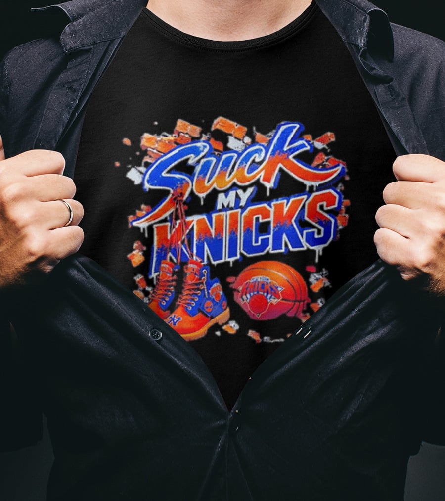 New York Knicks Suck My Knicks Basketball Boots Ice Splash T-Shirt