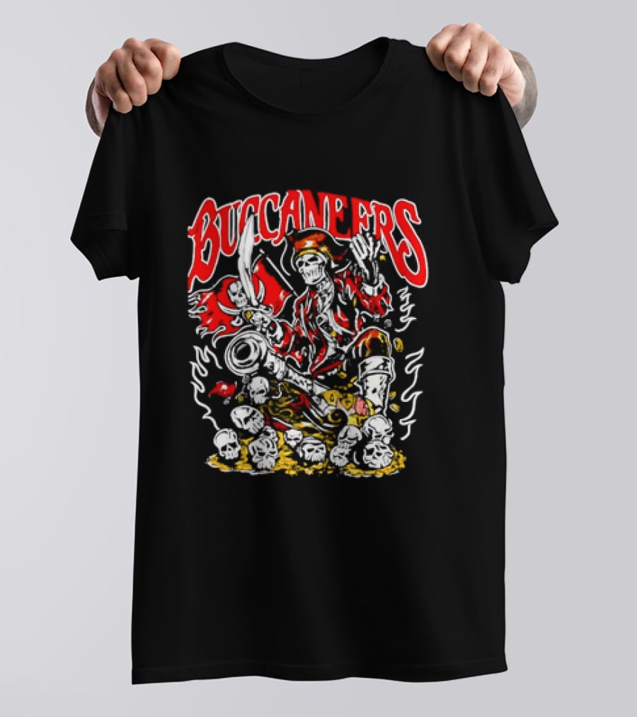 Tampa Bay Buccaneers Pirate Skeleton With Treasure Chest T-Shirt