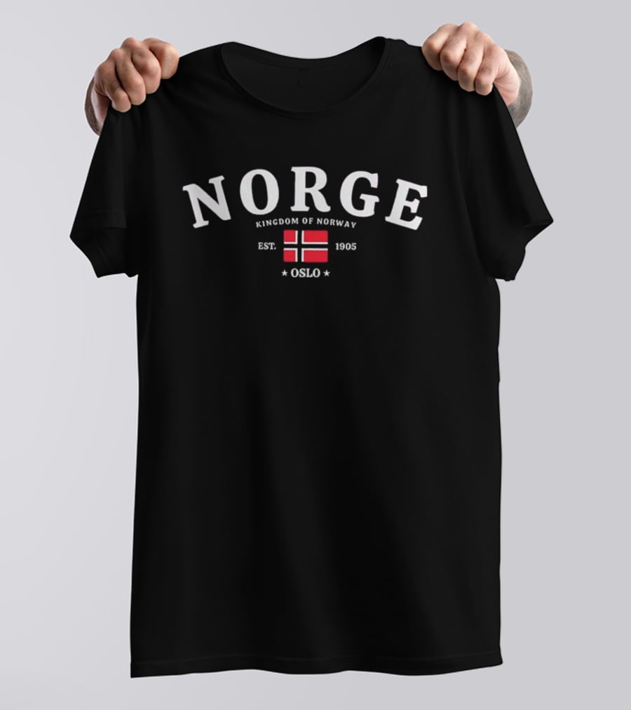 Norge Kingdom Of Norway Est 1905 Oslo Red Flag Scandinavian T-Shirt