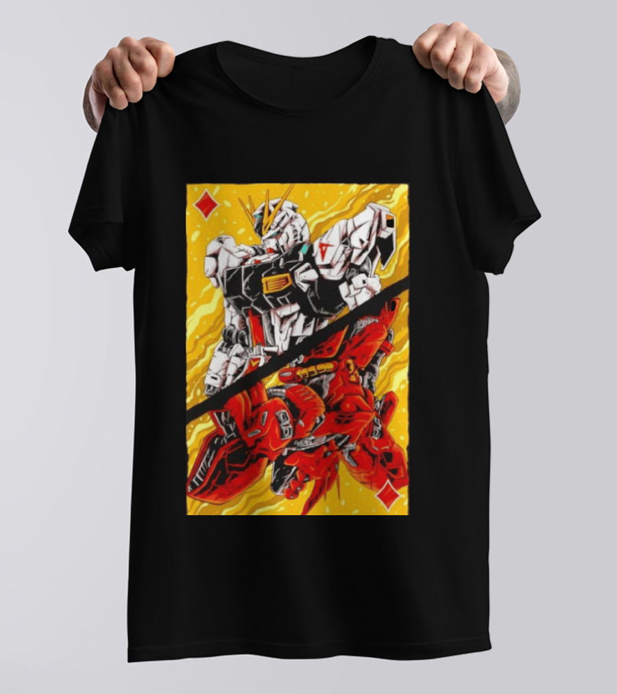 Nu Gundam Sazabi Mobile Suit Gundam Char's Counterattack Playing Card T-Shirt