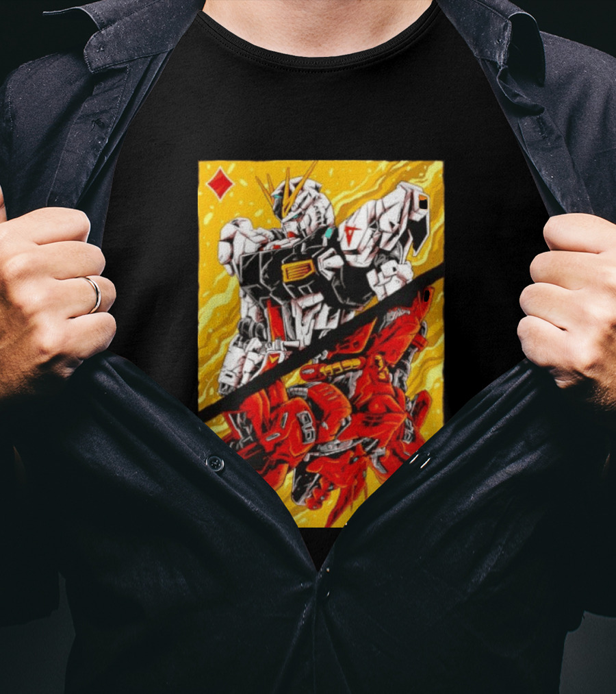 Nu Gundam Sazabi Mobile Suit Gundam Char's Counterattack Playing Card T-Shirt