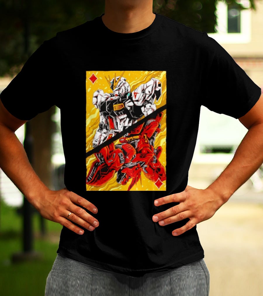 Nu Gundam Sazabi Mobile Suit Gundam Char's Counterattack Playing Card T-Shirt