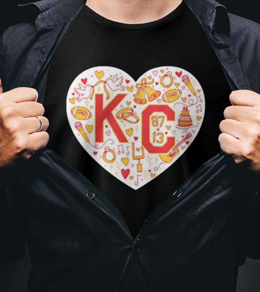 Travis Kelce Taylor KC 87 13 Kansas City Chiefs Football Love Heart T-Shirt
