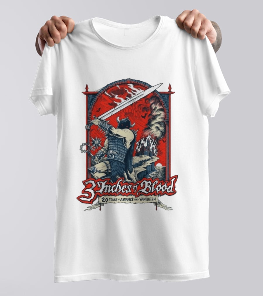3 Inches Of Blood 20 Years Of Advance And Vanquish Alberta Nov 22 23 2026 T-Shirt