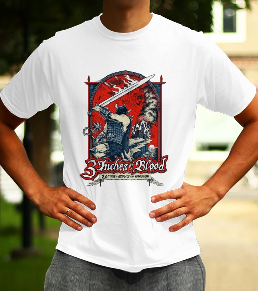 3 Inches Of Blood 20 Years Of Advance And Vanquish Alberta Nov 22 23 2026 T-Shirt