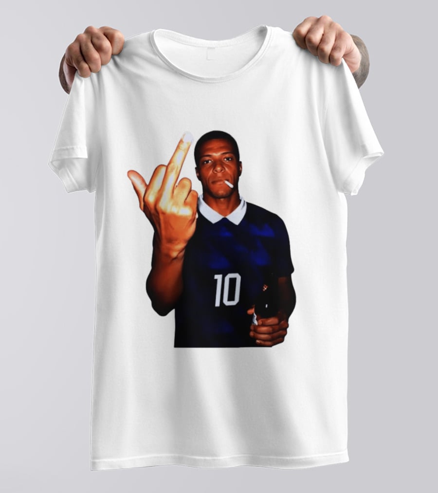 Kylian Mbappe Number 10 Edgy Gesture With Cigarette And Drink T-Shirt