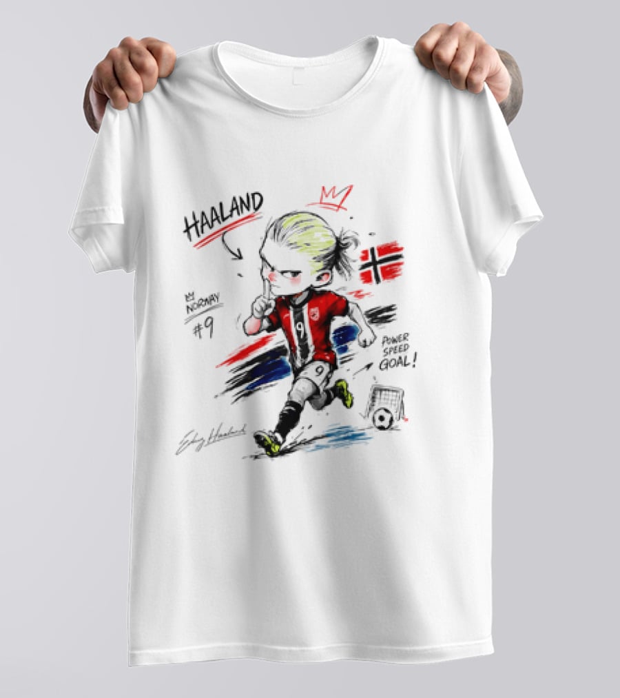 Haaland No 9 Norway Flag Power Speed Goal Scandinavian Soccer T-Shirt