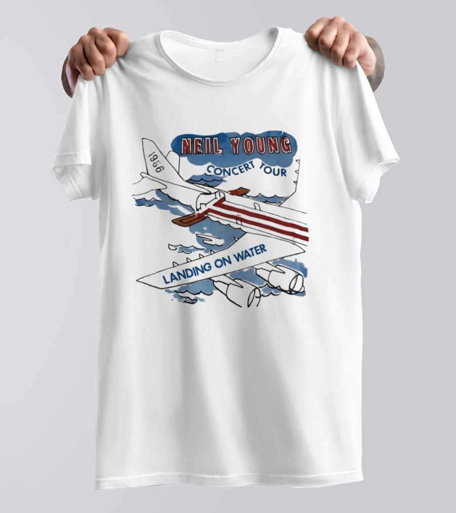 Neil Young 1986 Concert Tour Landing On Water T-Shirt