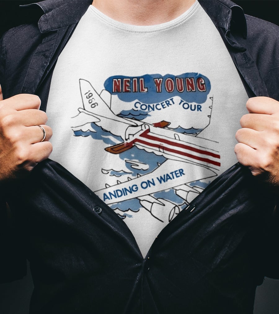 Neil Young 1986 Concert Tour Landing On Water T-Shirt