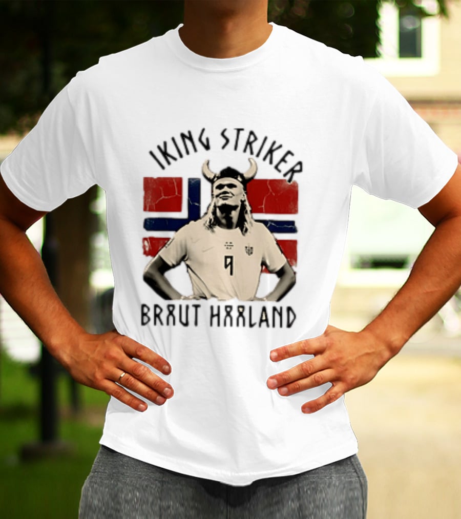 Braut Haaland Viking Striker Norway Flag T-Shirt