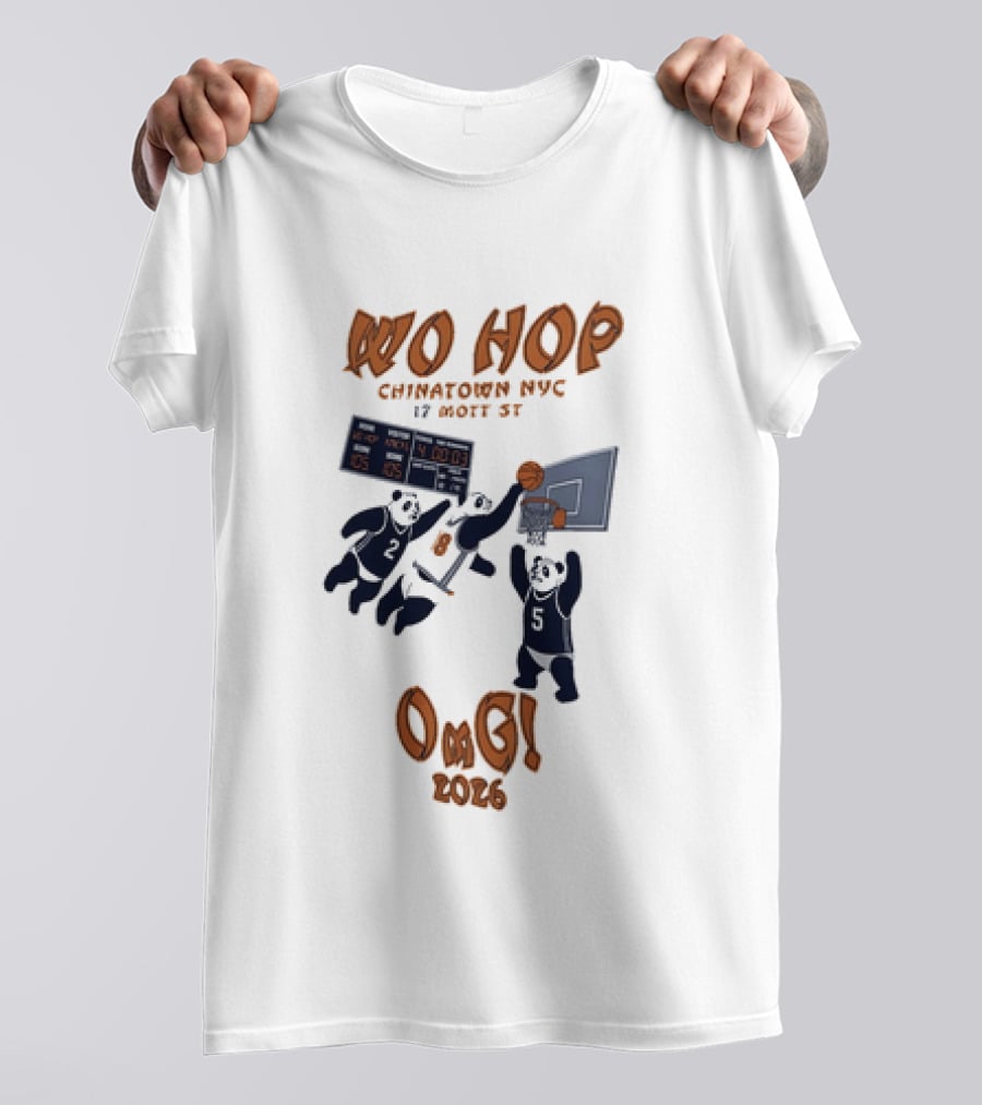 Wo Hop Chinatown NYC 17 Mott St Basketball Pandas Knicks 2026 OMG T-Shirt