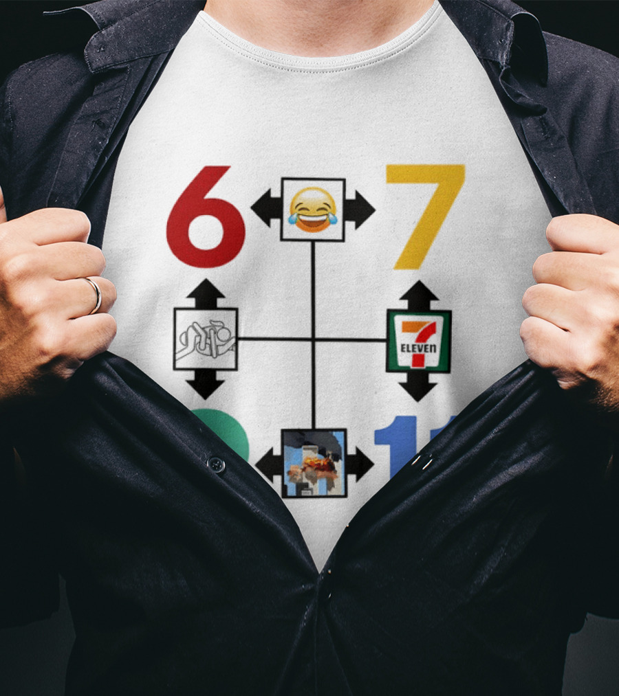 Six Seven 6 7 9 11 Emoji Wojak Meme Diagram Edgy Dark Humor T-Shirt