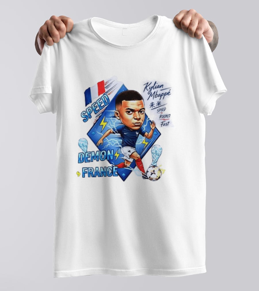 Kylian Mbappe Speed Demon France Future Rocket Fast Lightning Soccer Hero T-Shirt