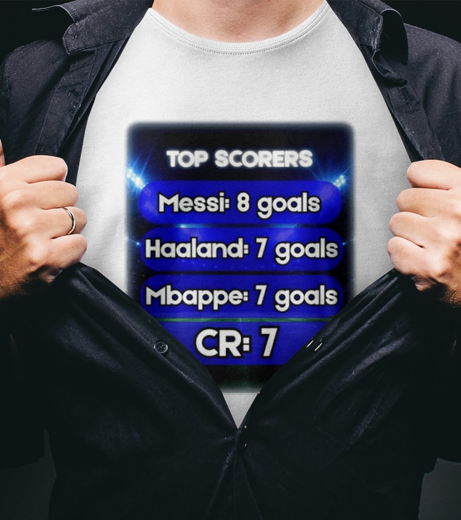 Top Scorers Messi 8 Goals Haaland 7 Goals Mbappe 7 Goals CR7 T-Shirt
