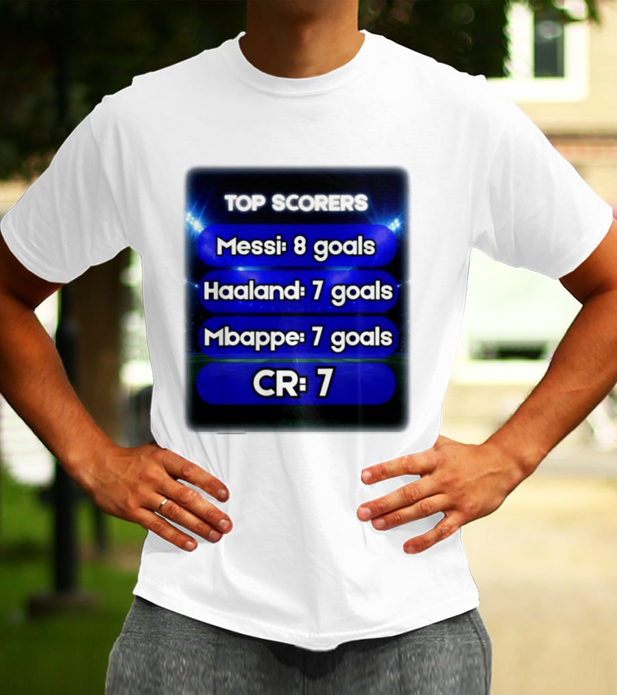 Top Scorers Messi 8 Goals Haaland 7 Goals Mbappe 7 Goals CR7 T-Shirt